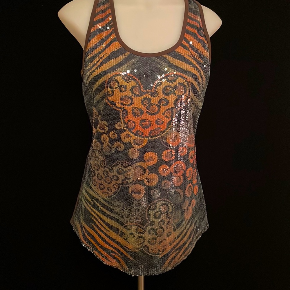 Disney Parks Mickey Design leopard sequin top